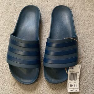 NEW Adidas Adilette Aqua Blue Slides Sandals Men Sz 10 Women’s Sz 11